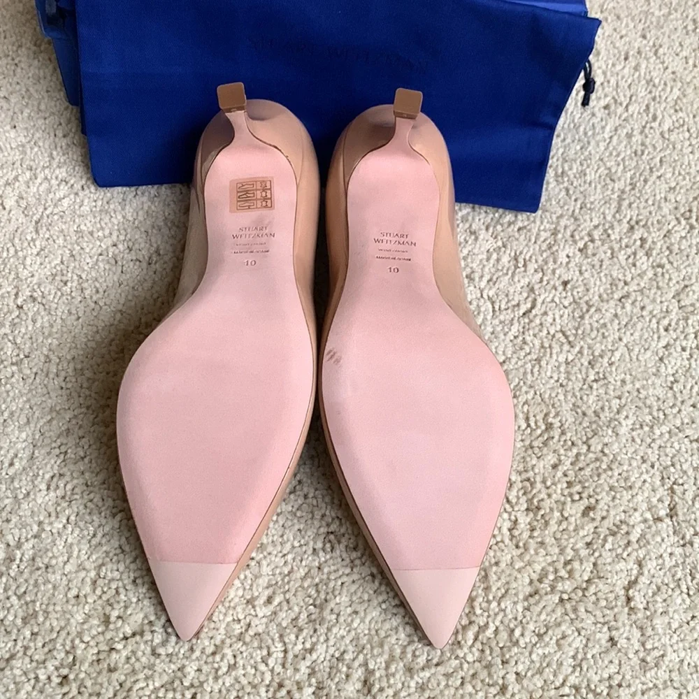 NIB Stuart Weitzman Patent Leather “Tippi” 70mm Heels, Adobe (nude) sz 10M - Picture 9 of 12